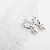 Cercei argint cu perla naturala alba si tortita DiAmanti SK22515EL_W-G